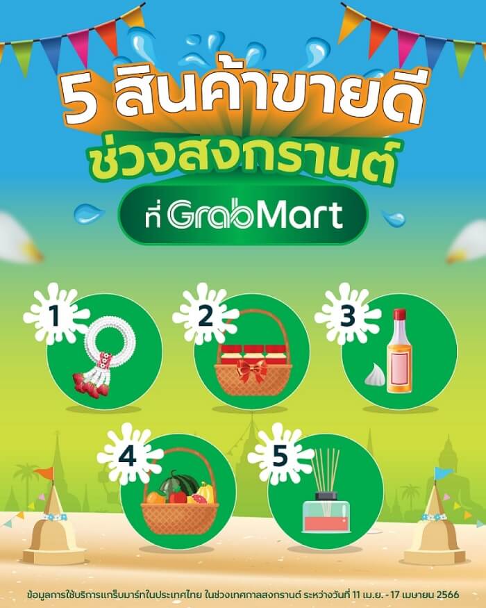 GrabMart เผย 5 สินค้าขายดีช่วงสงกรานต์